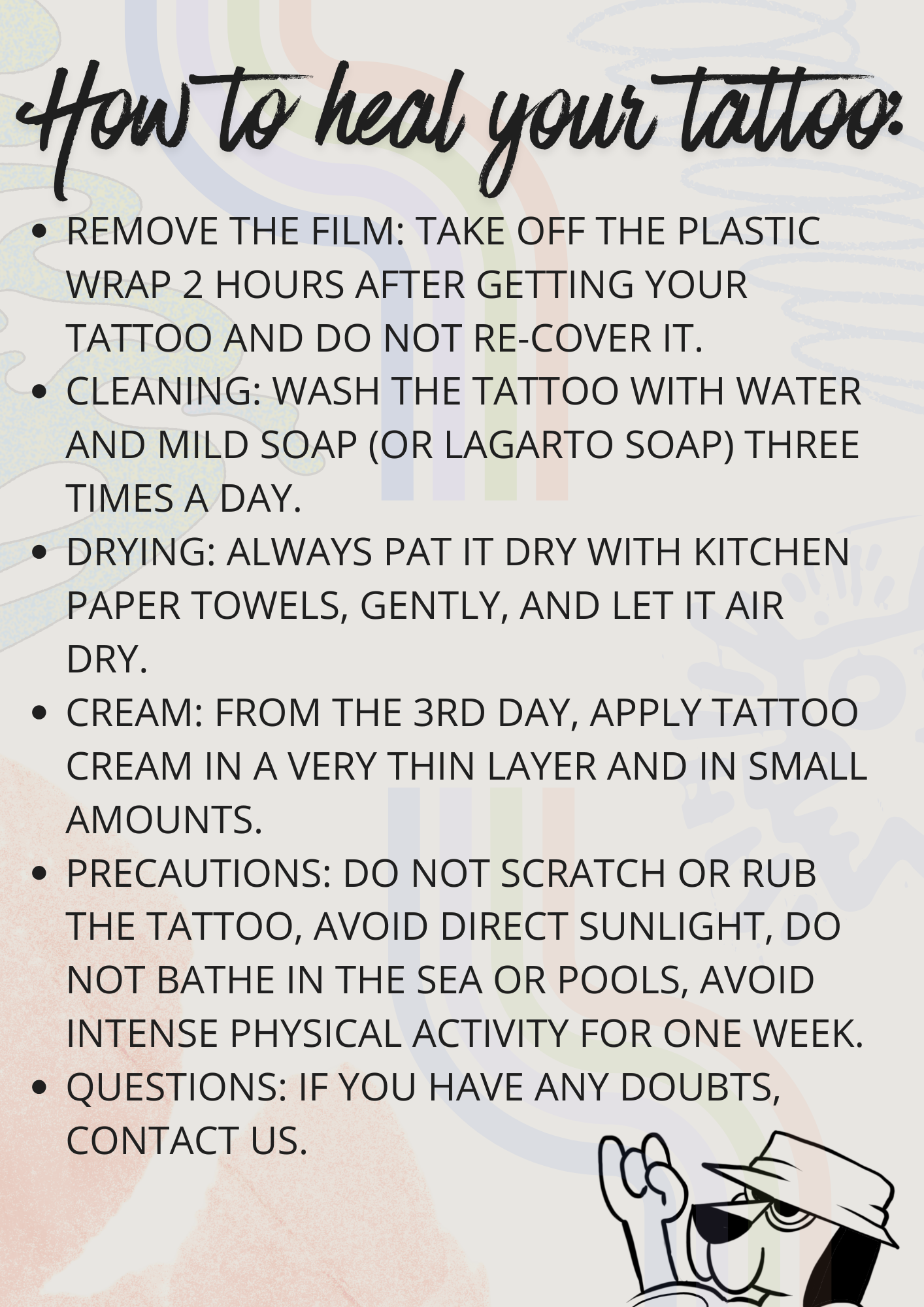 Tattoo aftercare in English